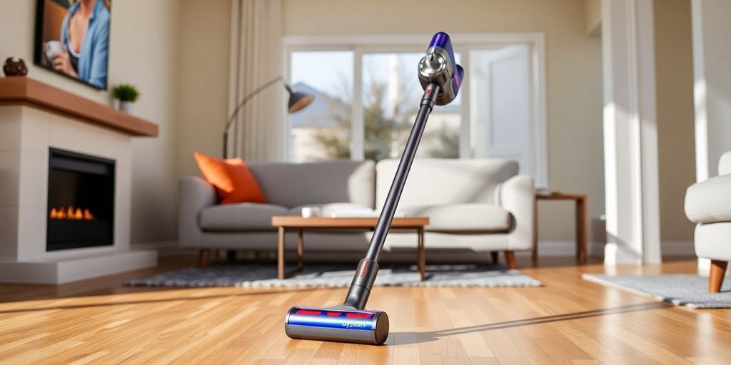 Dyson V12 Staubsauger in einem Wohnzimmer