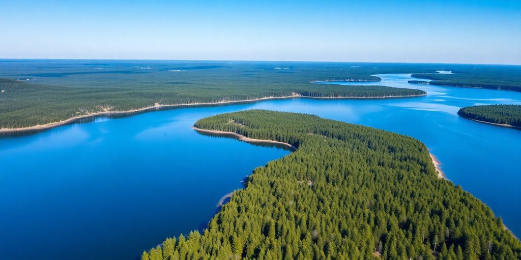 Lacs et rivières finlandaises vues du drone.