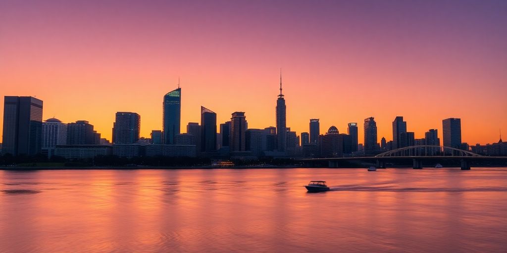 Perth city skyline, Swan River