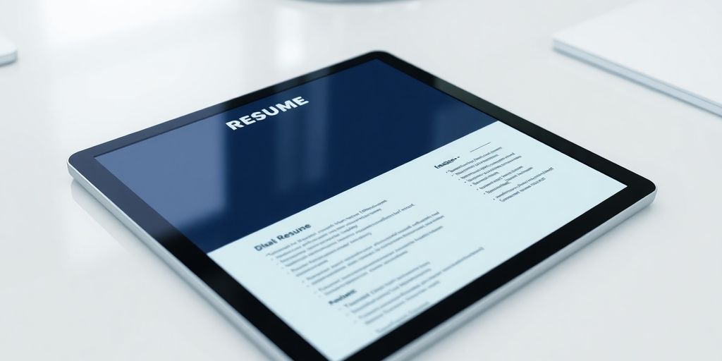 Well-organized resume on a digital tablet.