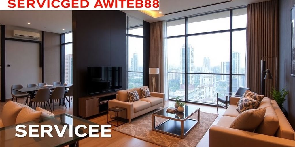 Stylish serviced apartment interior in Bangkok city.