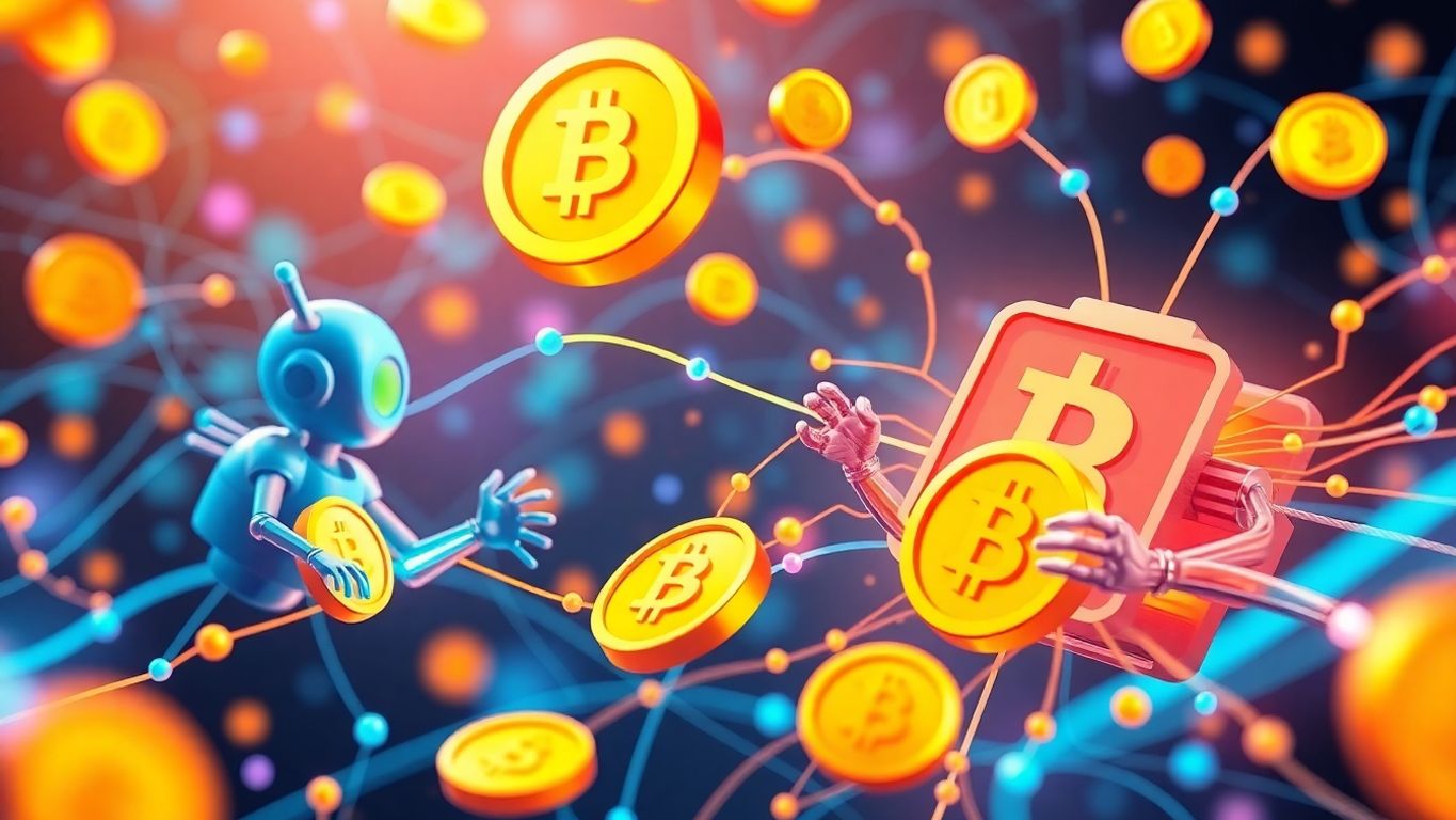 3D illustration of digital currency and trading bots.