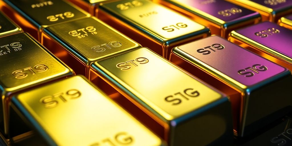 Barres d'or brillantes empilées avec une lumière douce.