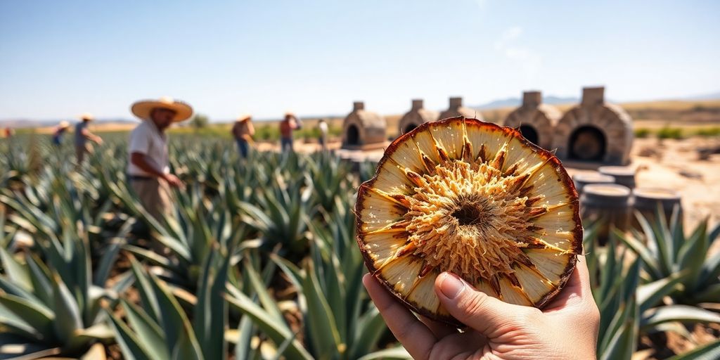 Proceso tradicional de agave angustifolia para mezcal.