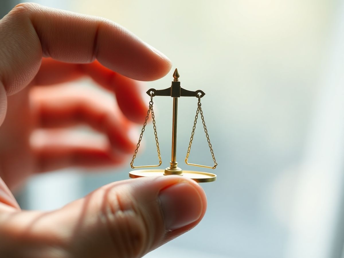 O mână ține o balanță a justiției