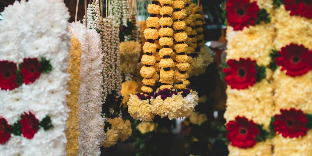 assorted-color floral necklaces
