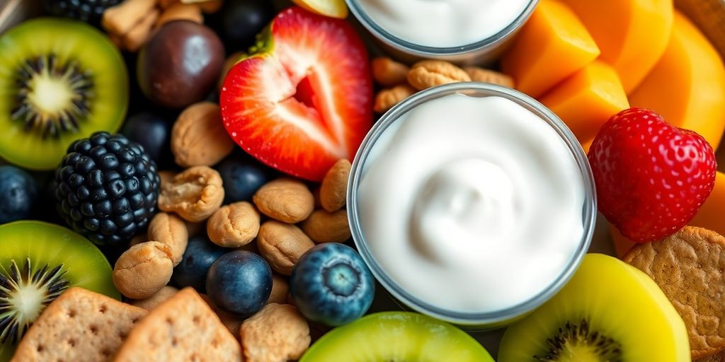 Vibrant assortment of healthy lunch snacks.