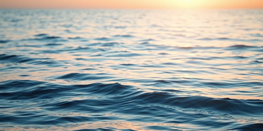 Calming landscape with gentle waves and soft lighting.