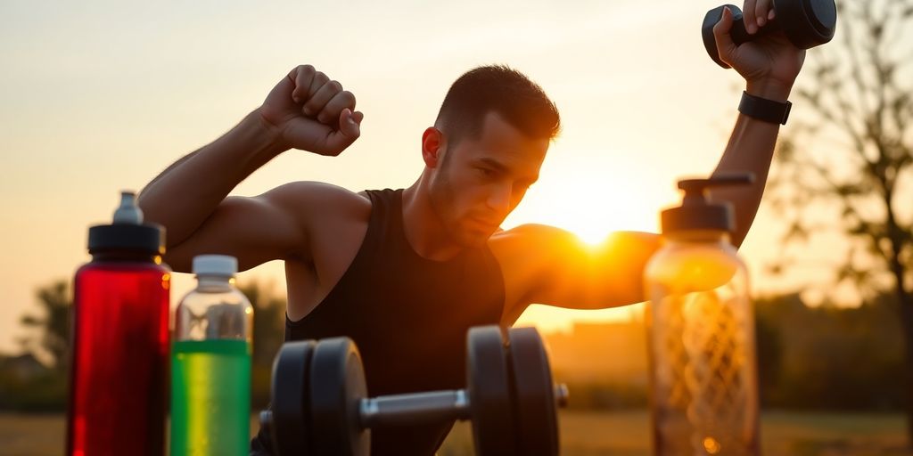 Person exercising outdoors at sunrise, embodying determination and focus.