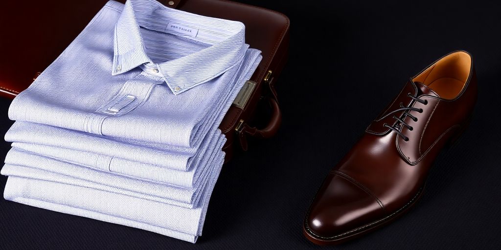 Professional tailoring suit with polished accessories.
