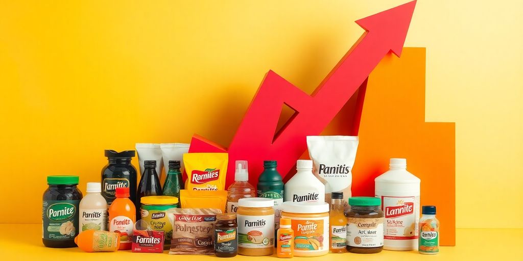 CPG products with upward trending visual elements.