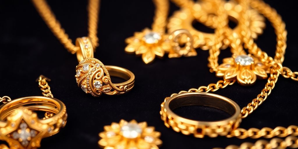 Bijoux en or brillants sur un fond en velours.