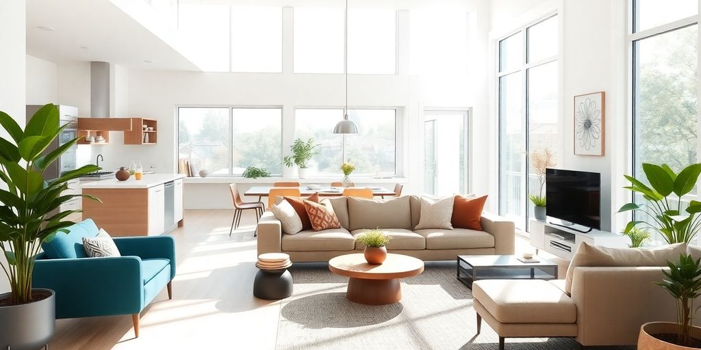 Modern open concept living space with natural light.