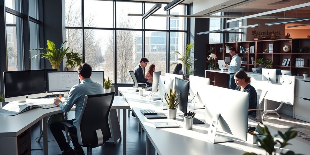 Webdesigner arbeiten im modernen Büro
