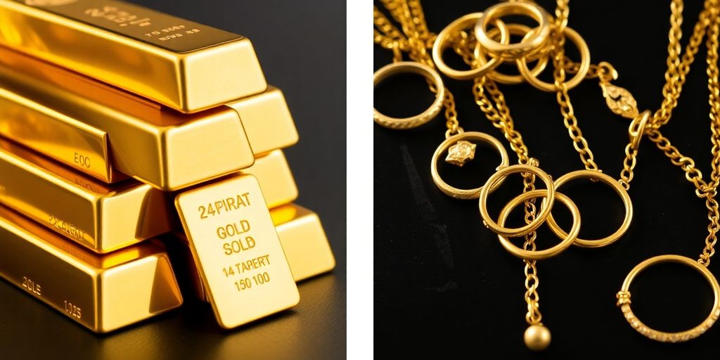Lingots d'or pur et bijoux