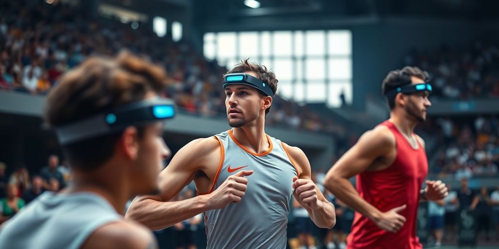 Athletes training with AI wearable devices in action.