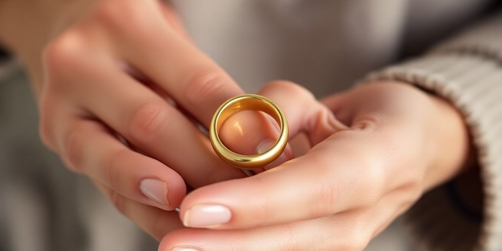 Bague en or brillant tenue dans des mains