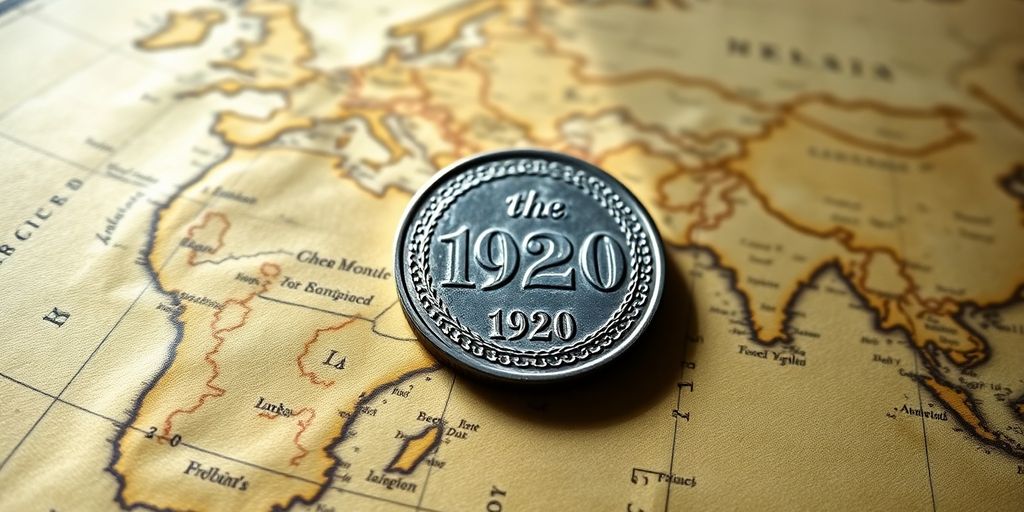 Monnaie vintage sur une carte ancienne.