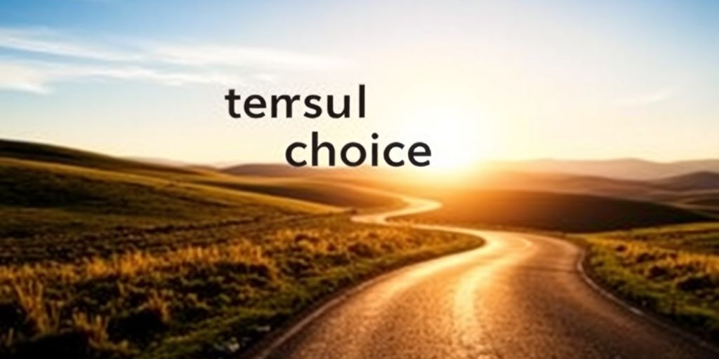 A winding road under a bright horizon, signifying choice.