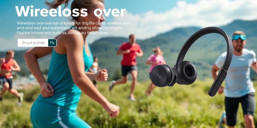 Draussen sportliche Aktivitäten mit kabellosen Over-Ear Kopfhörern.