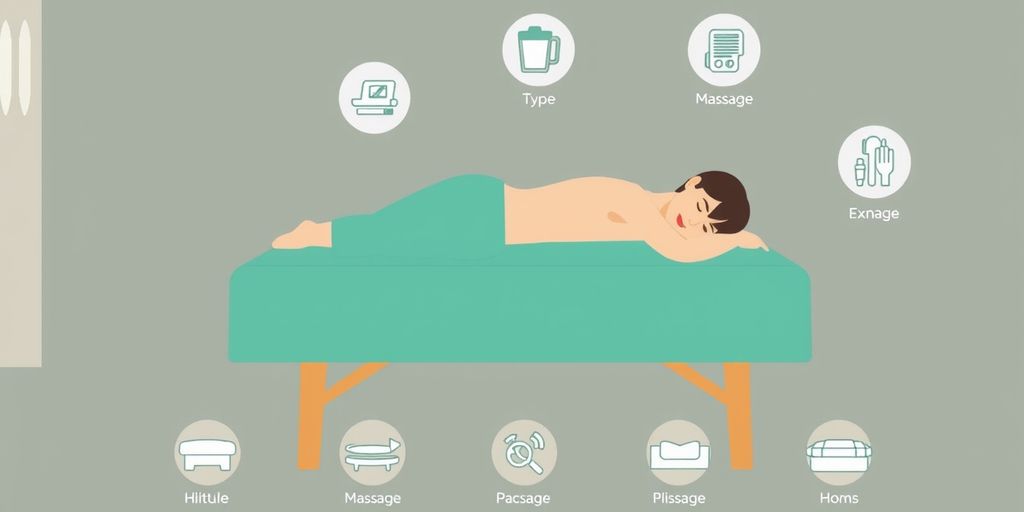 Person on massage table with massage type icons