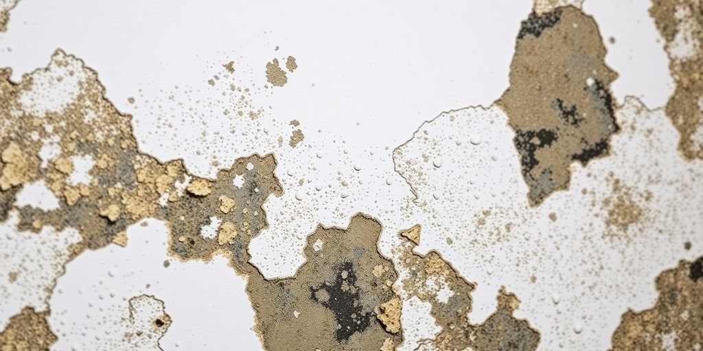 Close-up of mold growth on a water-damaged wall.