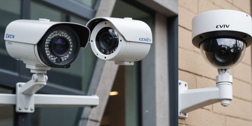Analogue and IP CCTV cameras side by side.