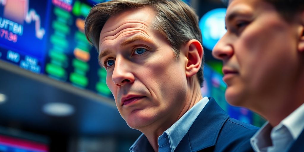 Trader analyzing stock market fluctuations for investment protection.