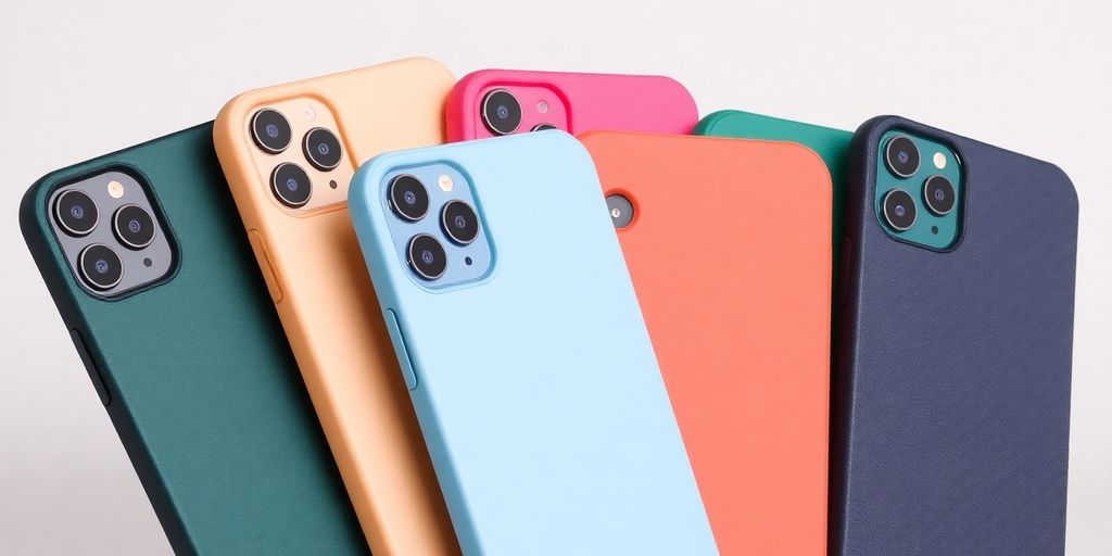 iPhone 14 cases arranged in a stylish display.