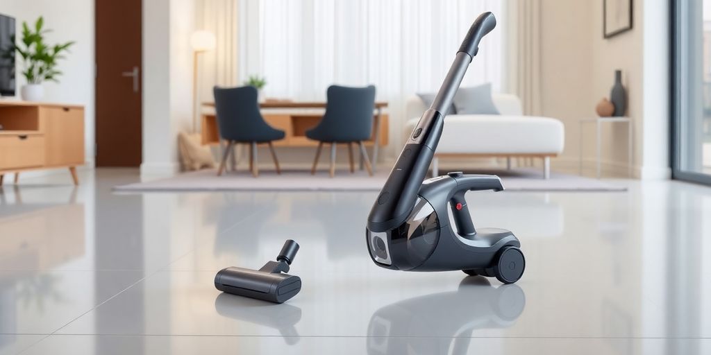 Moderne Akku Staubsauger in einem stilvollen Zuhause.
