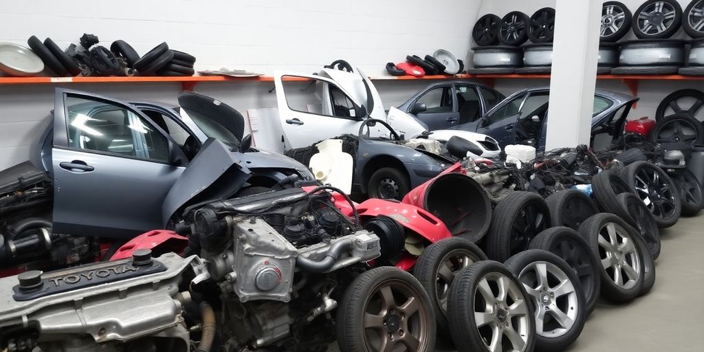 Toyota car parts neatly organized