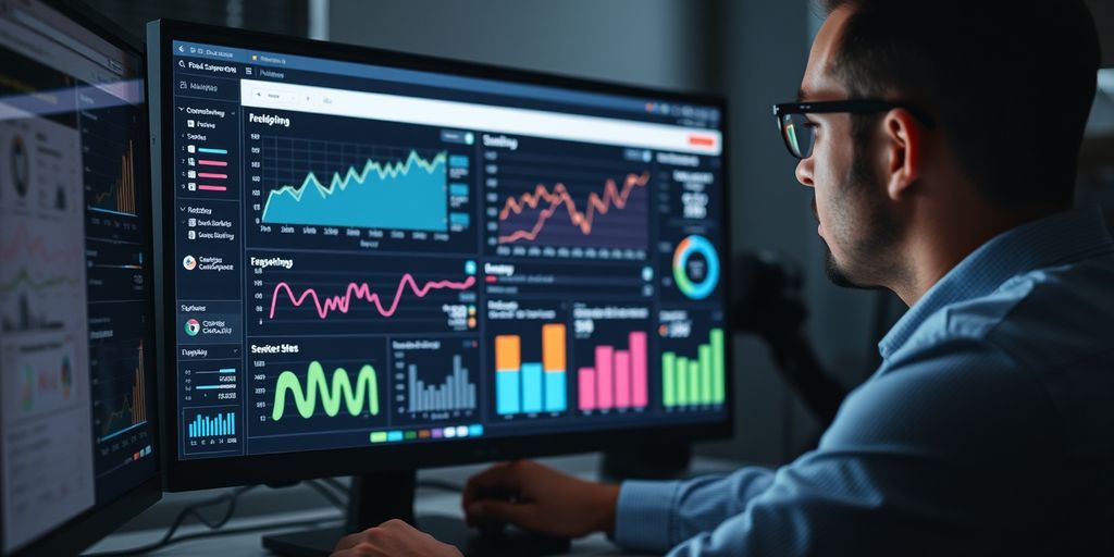 E-commerce manager analyzing data charts