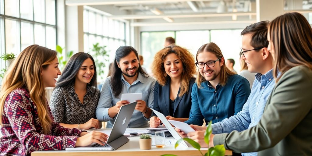 Inmigrantes trabajando en un negocio en Canadá.