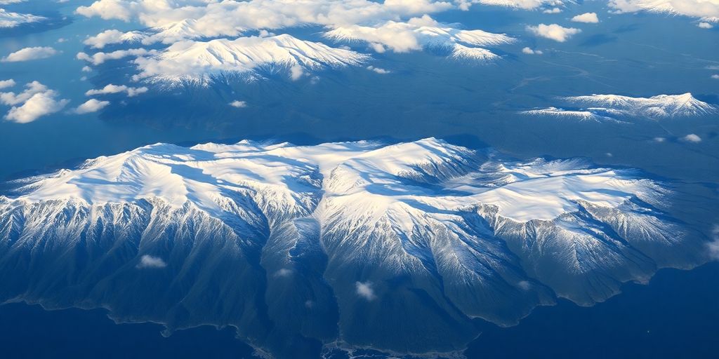 Aerial view of Alaska's diverse landscapes and weather.