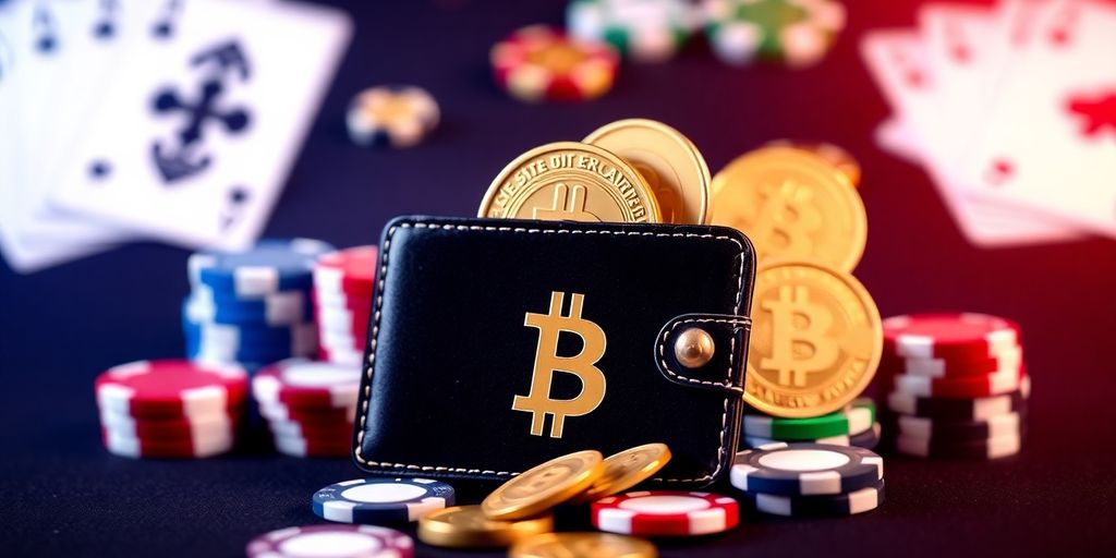 Digital wallet with cryptocurrencies and casino elements.