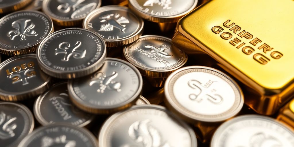 Or, argent et platine en pièces et lingots.