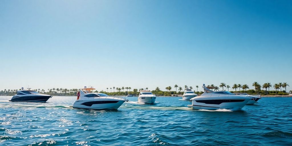 Yachts sailing on calm water near Palm City.