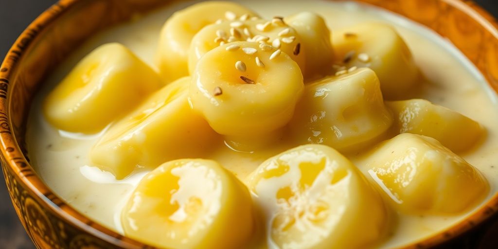 กล้วยบวชชีในน้ำกะทิสีขาวนวลสวยงาม