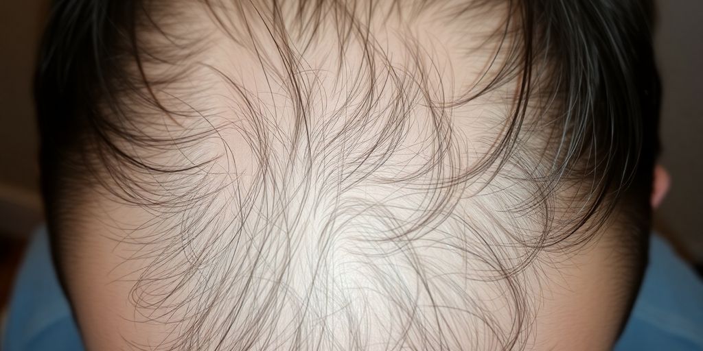 Man observing thinning hair at his temples