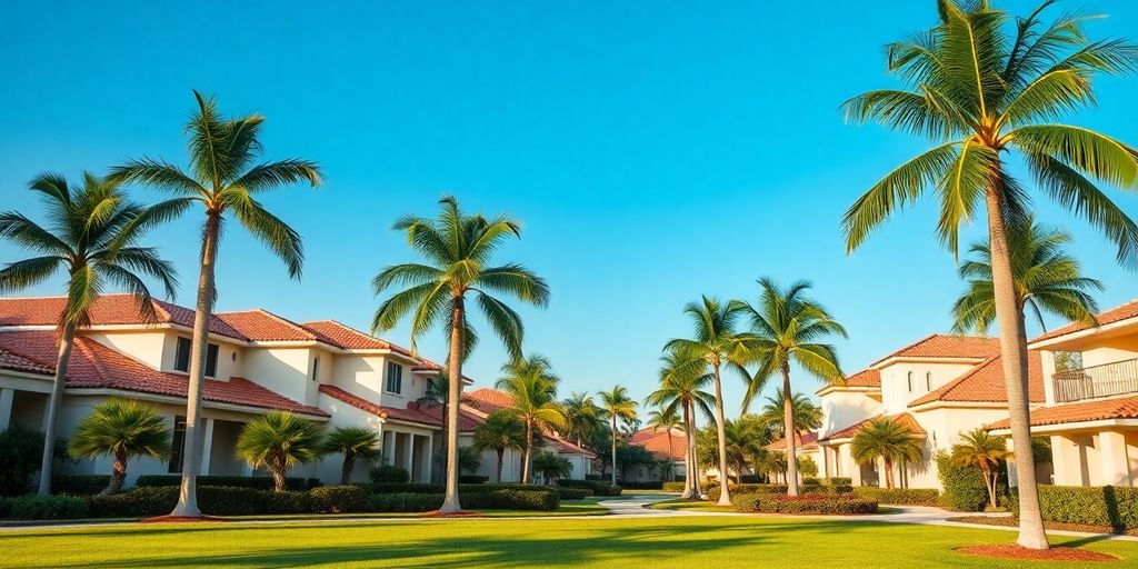 Aventura, Florida homes with lush landscaping.