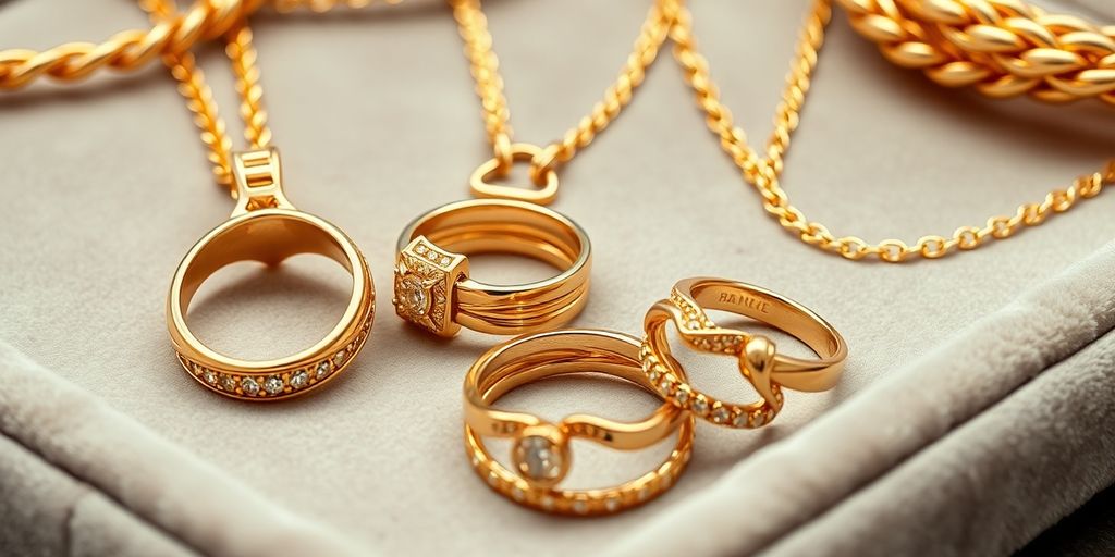 Des bijoux en or élégants sur un fond en velours.