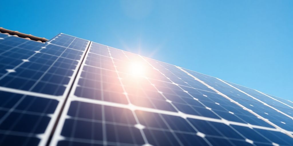 N-type solar panels on a rooftop under blue sky.