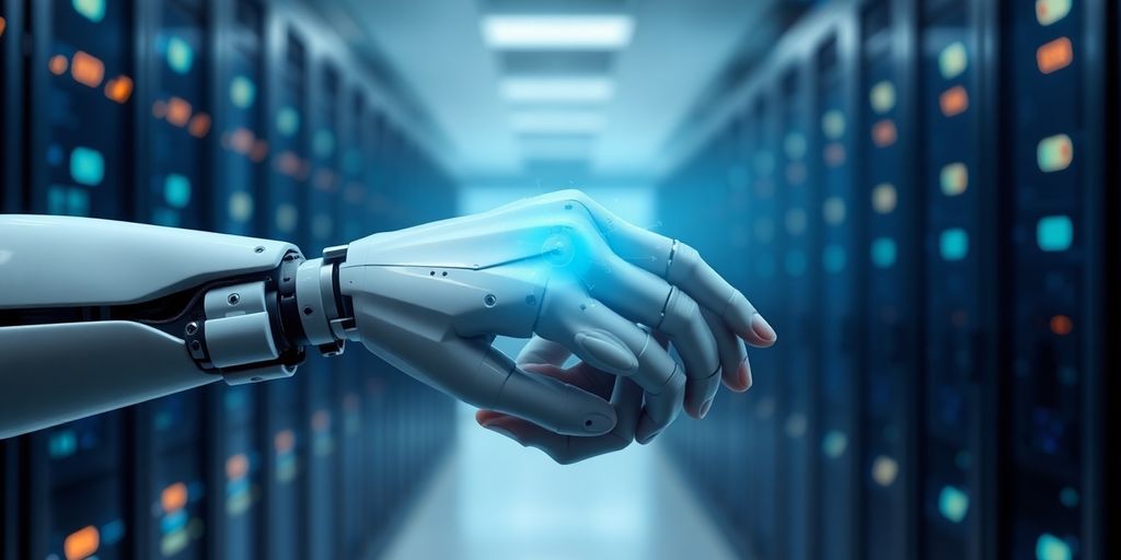Robot handshake, digital interface.