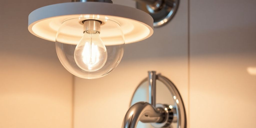 Professionally installed bathroom light fixture.