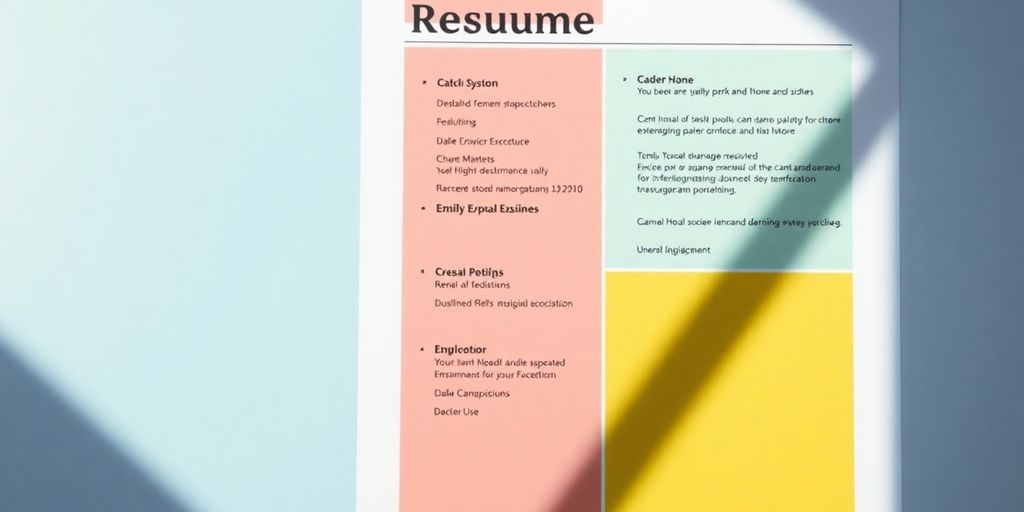 Resume with colorful sections