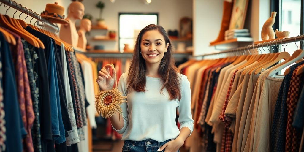 Fashion boutique owner with curated products.