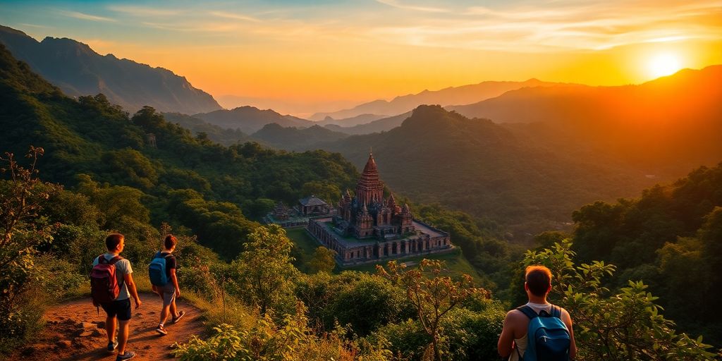Adventurous travelers hiking in Chiang Mai's lush mountains.