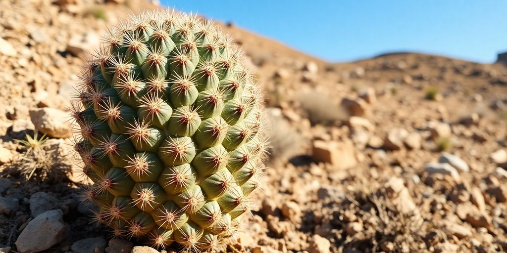 Cactus Coryphantha en ladera rocosa