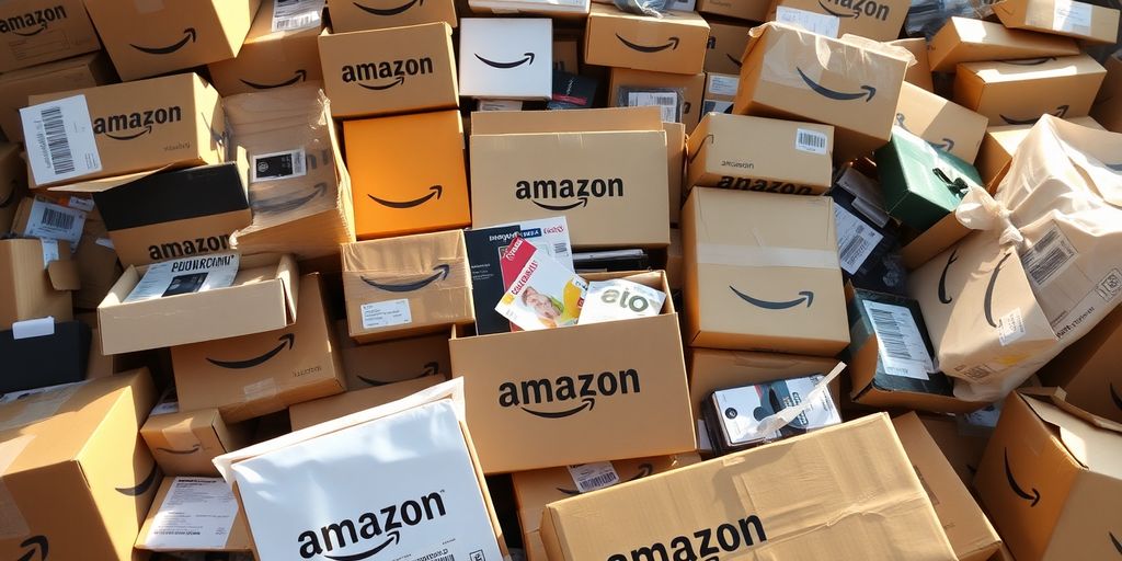 Amazon product packages arriving.