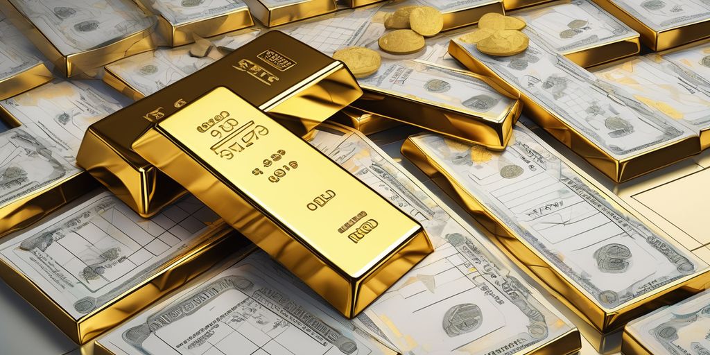 gold bars and financial charts